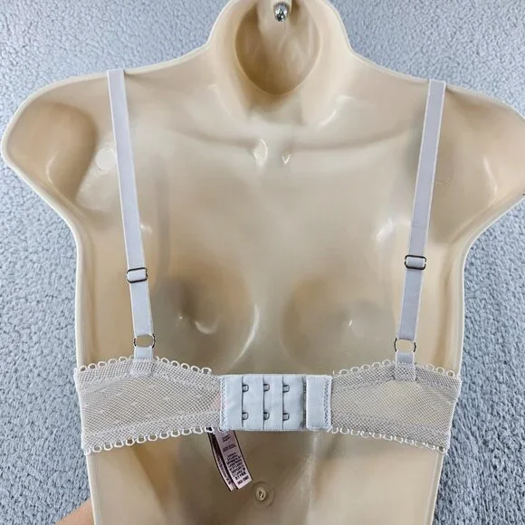 Victorias Secret Bra Womens 36D White Dream Angels Lined Demi Lace Underwire - Picture 14 of 16